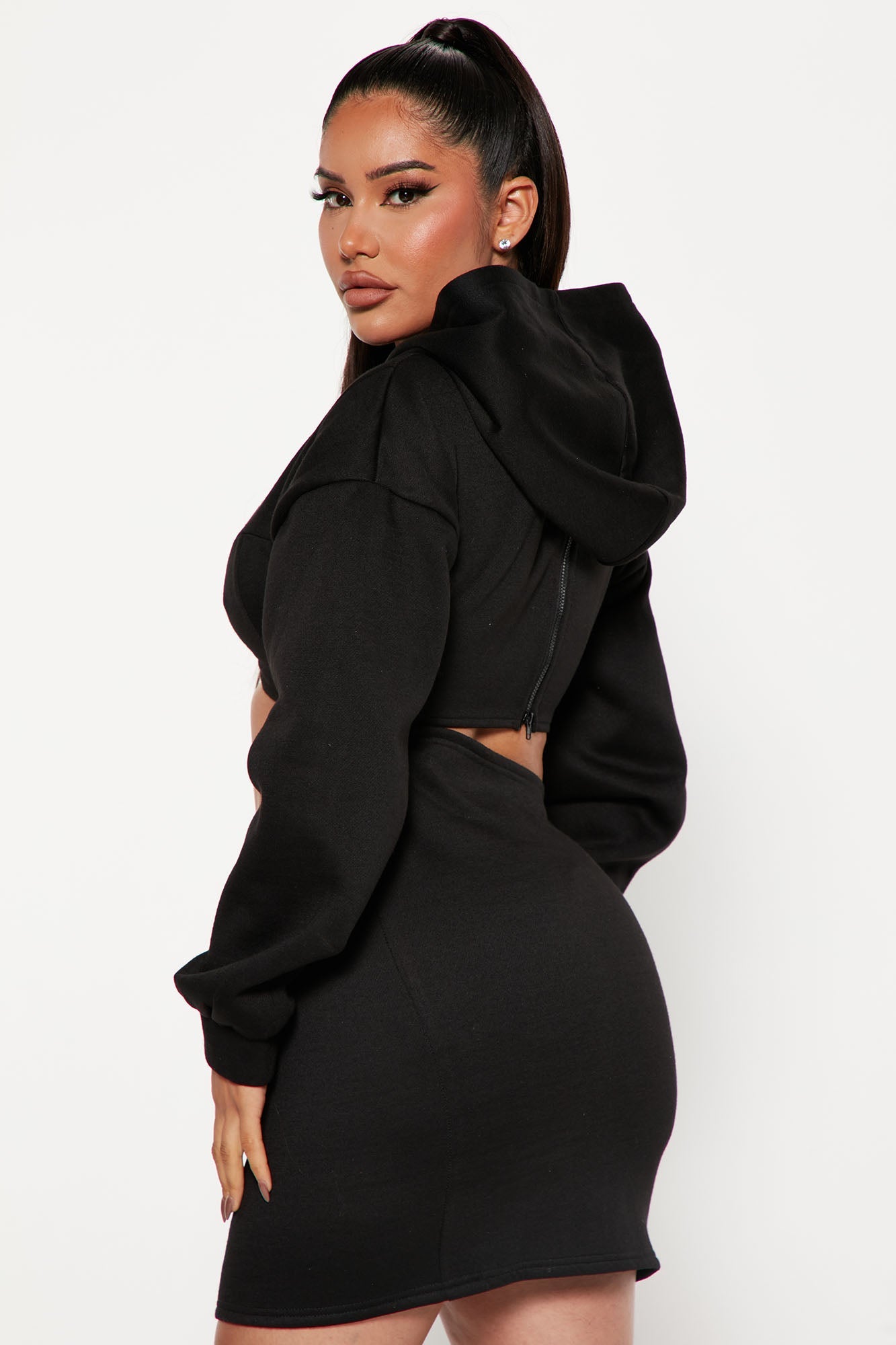 HOODIE CUTOUT MINI DRESS
