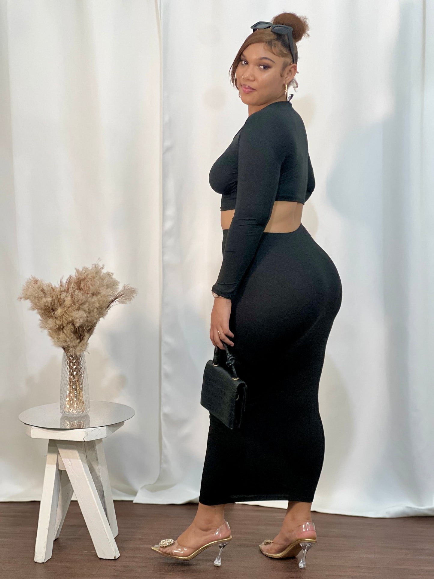 SUBURBAN LONG SLV 2PC SKIRT SET