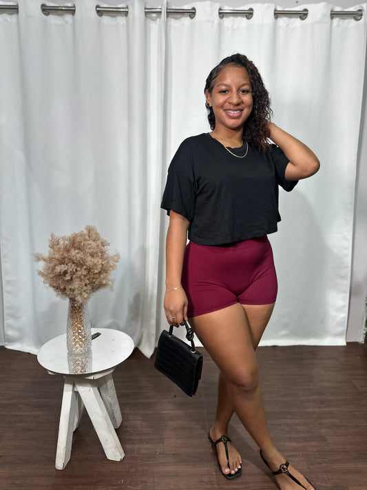 RIBBED BIKER SHORTS