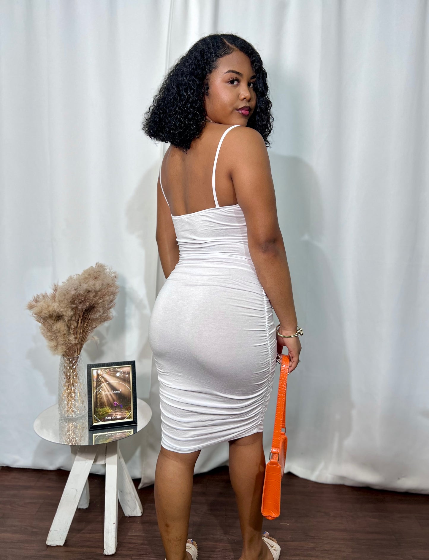 RUCHED CAMI MINI DRESS