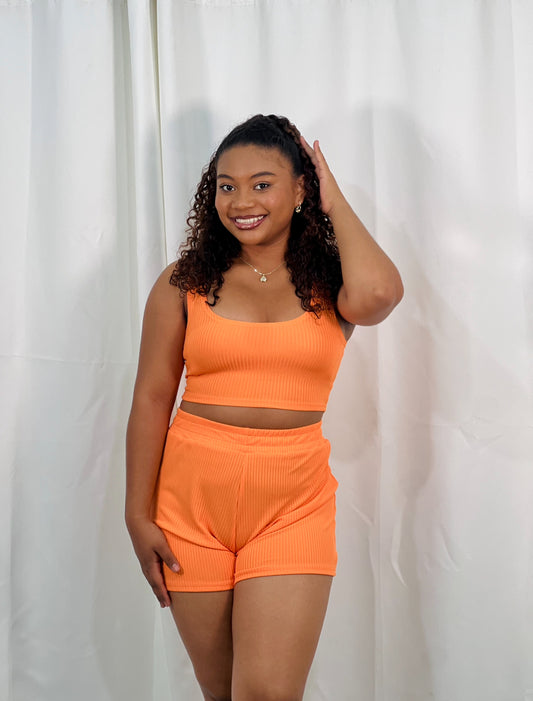 RIBBED ELASTIC 2PC SHORT SET