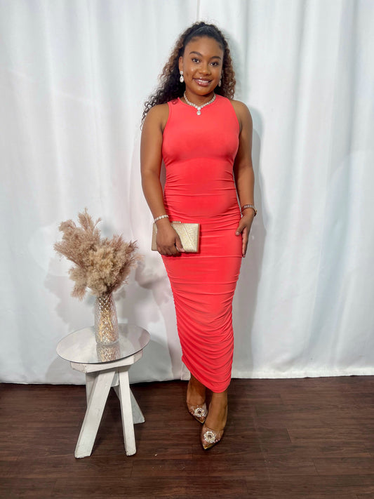 CREW NECK SLEEVELESS MIDI DRESS