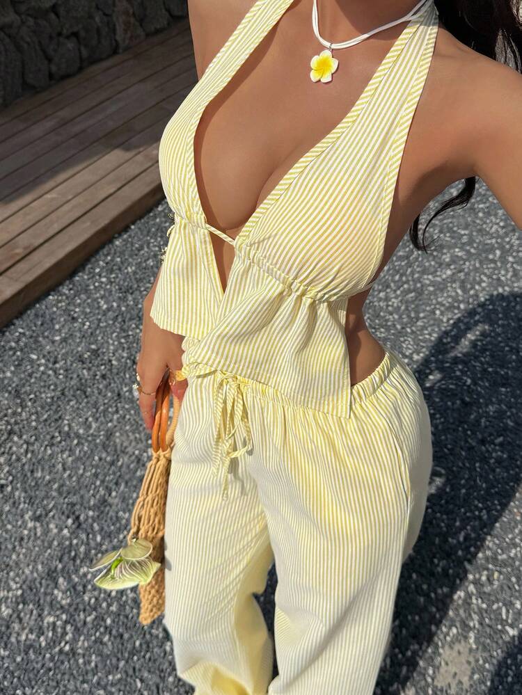 STRIPED HALTER SET
