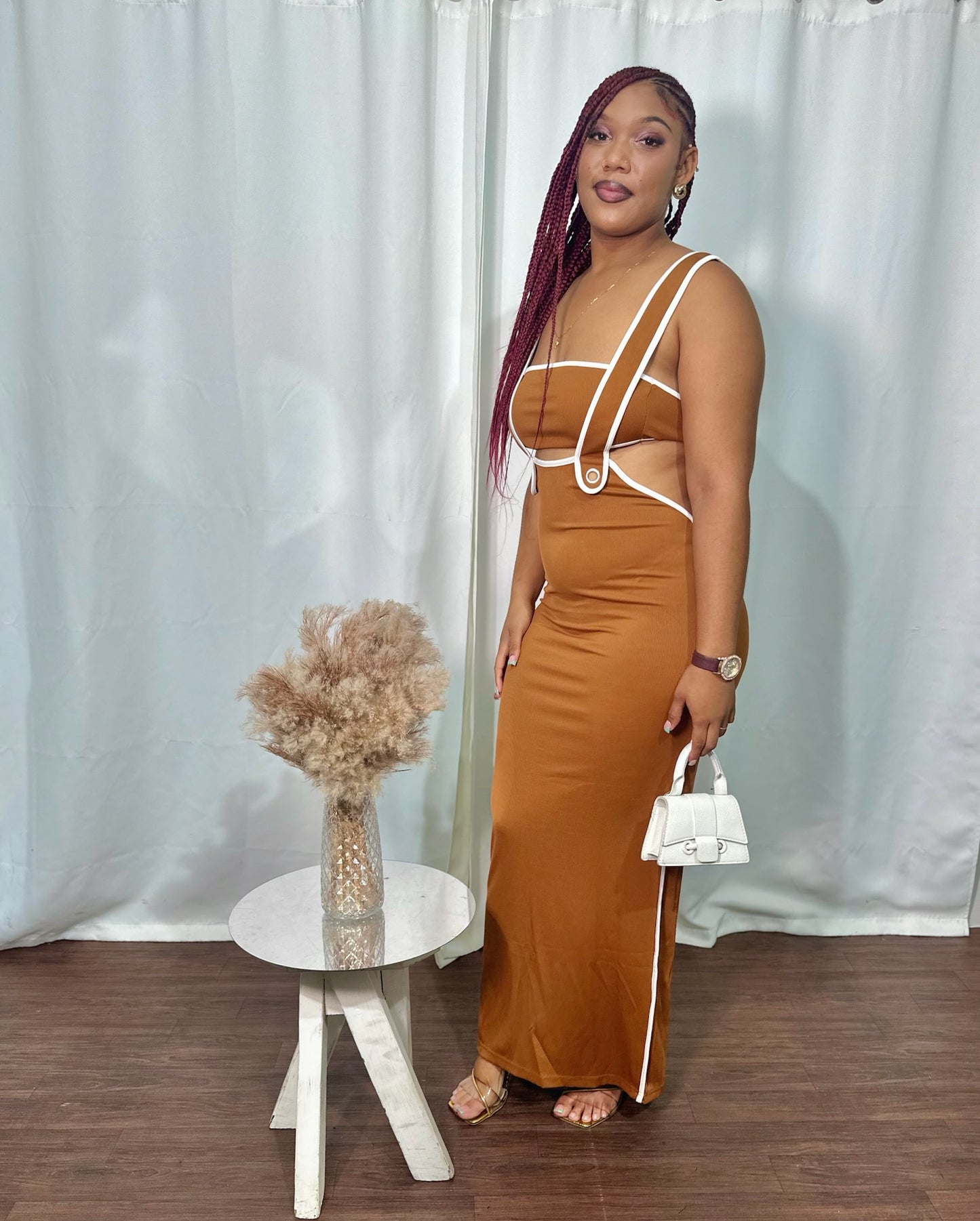 RIBBED 2PC DRESS W/ SLIT