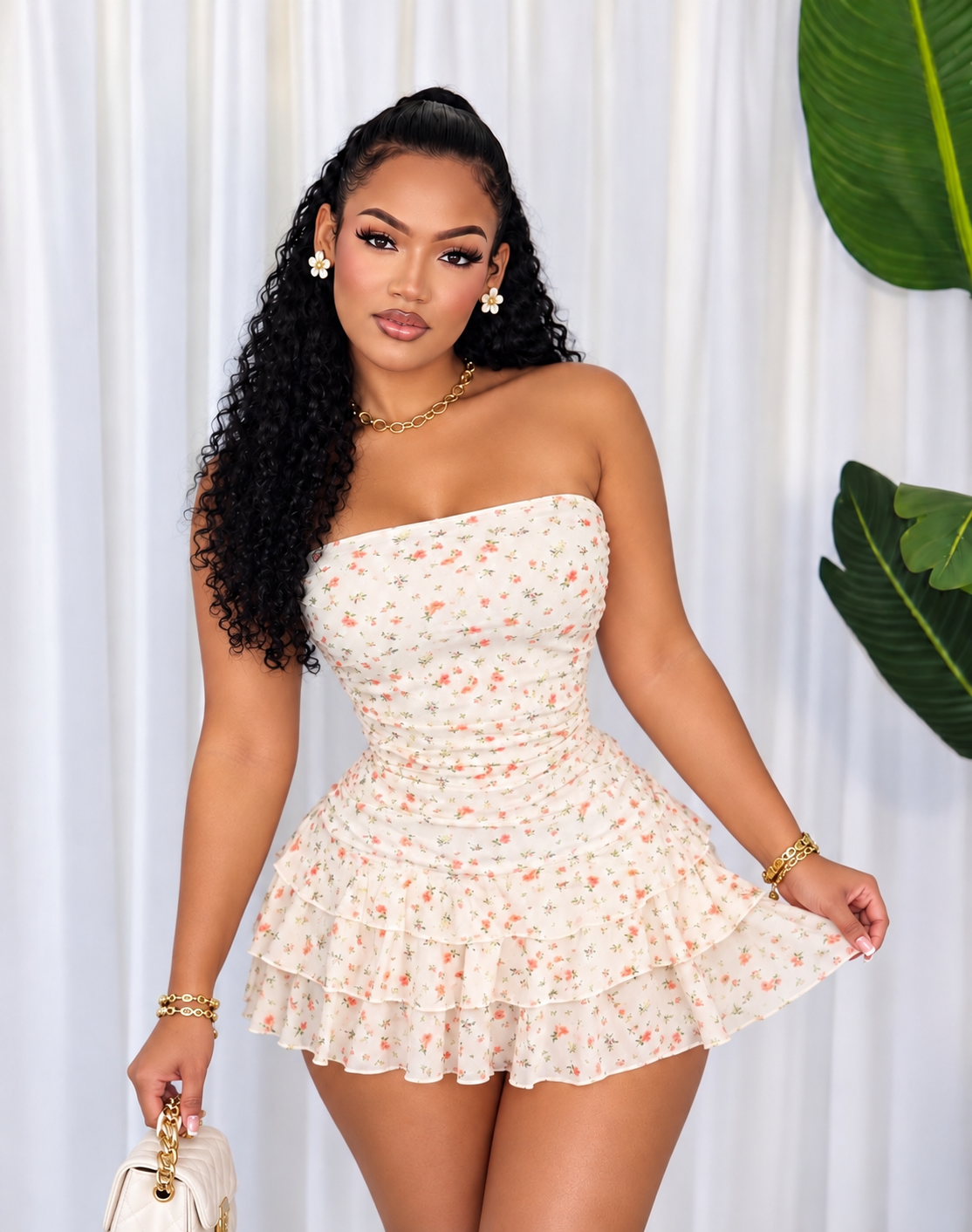 FLORAL LACE MINI DRESS