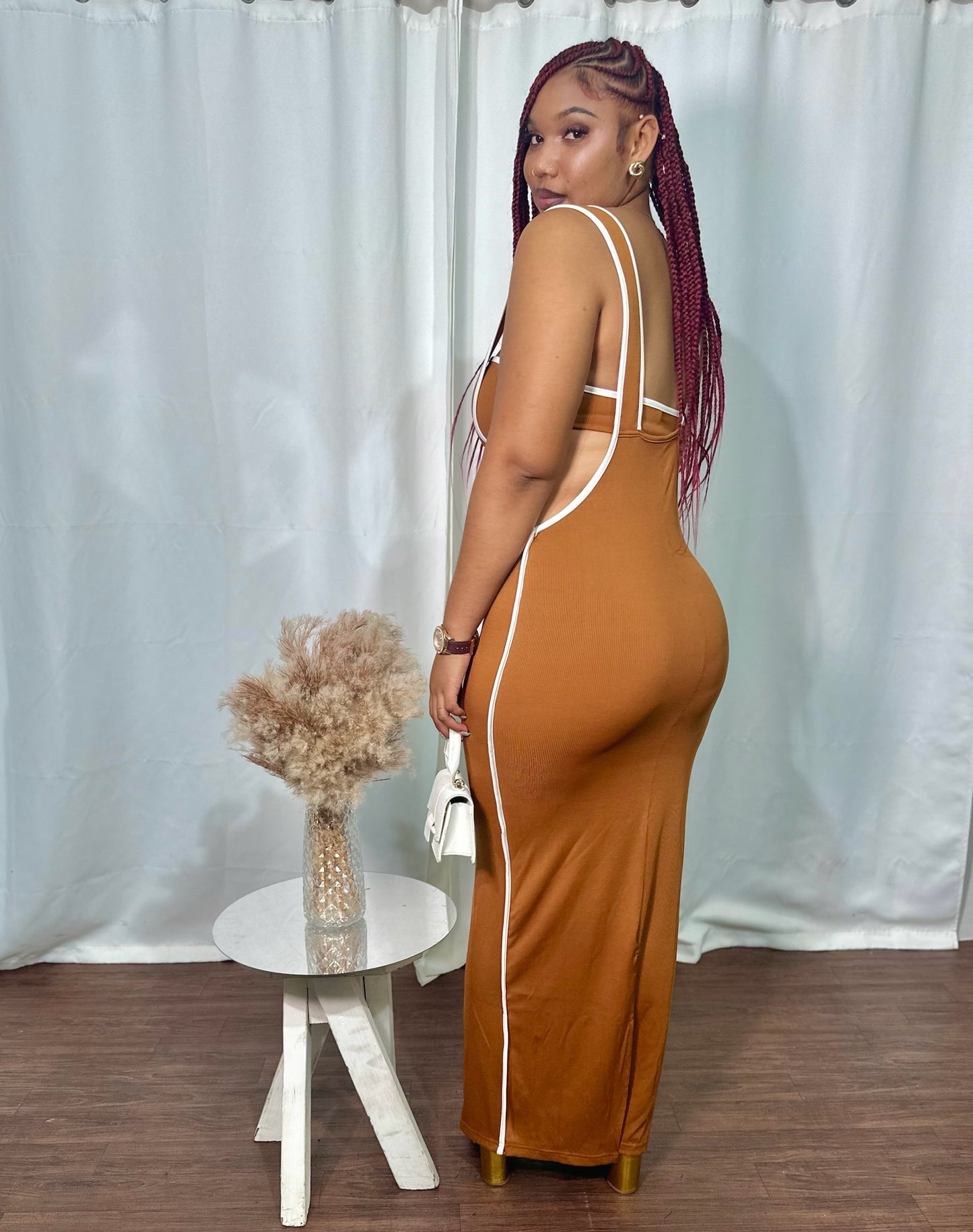 RIBBED 2PC DRESS W/ SLIT
