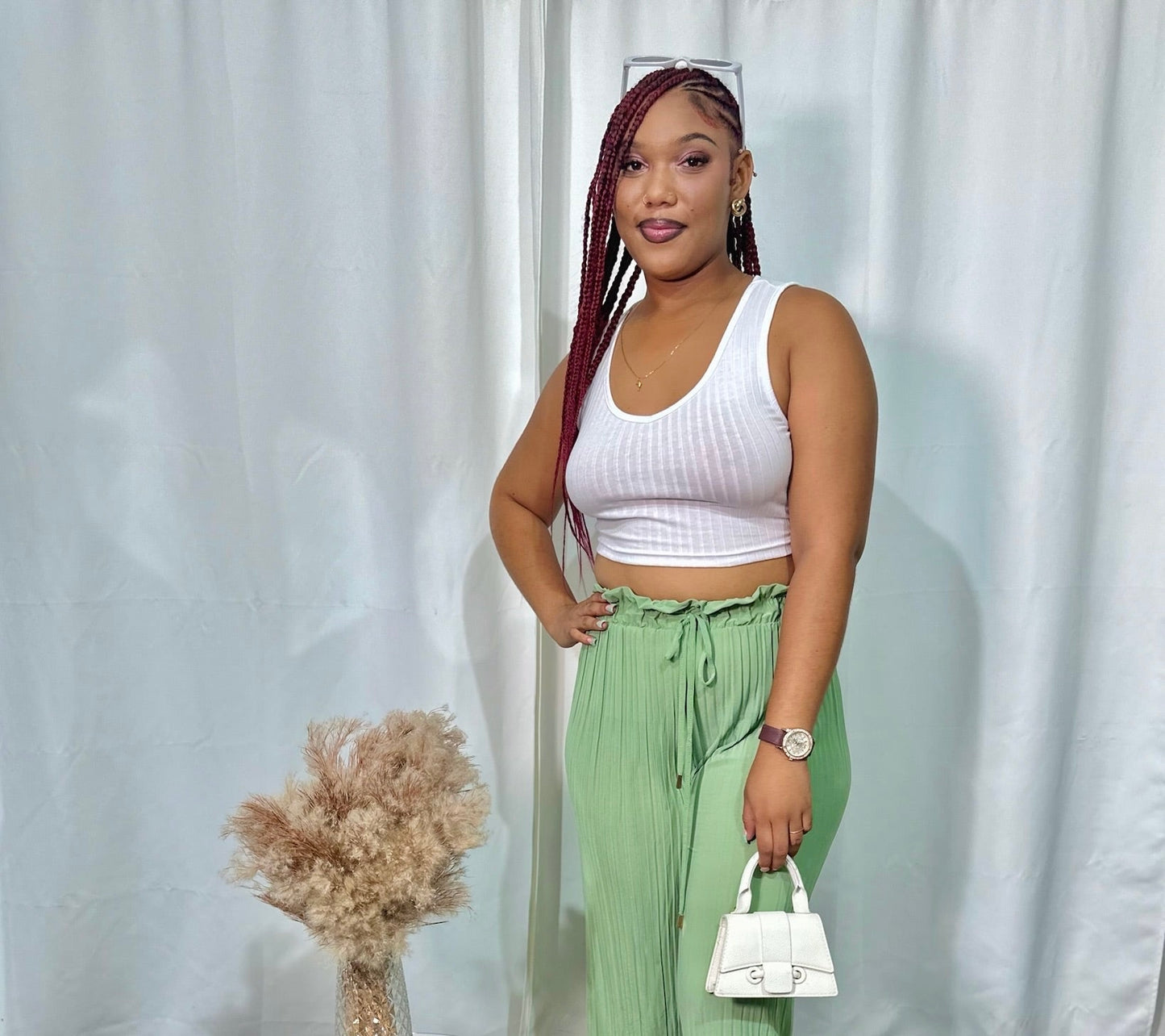 V NECK RIBBED TANK TOP