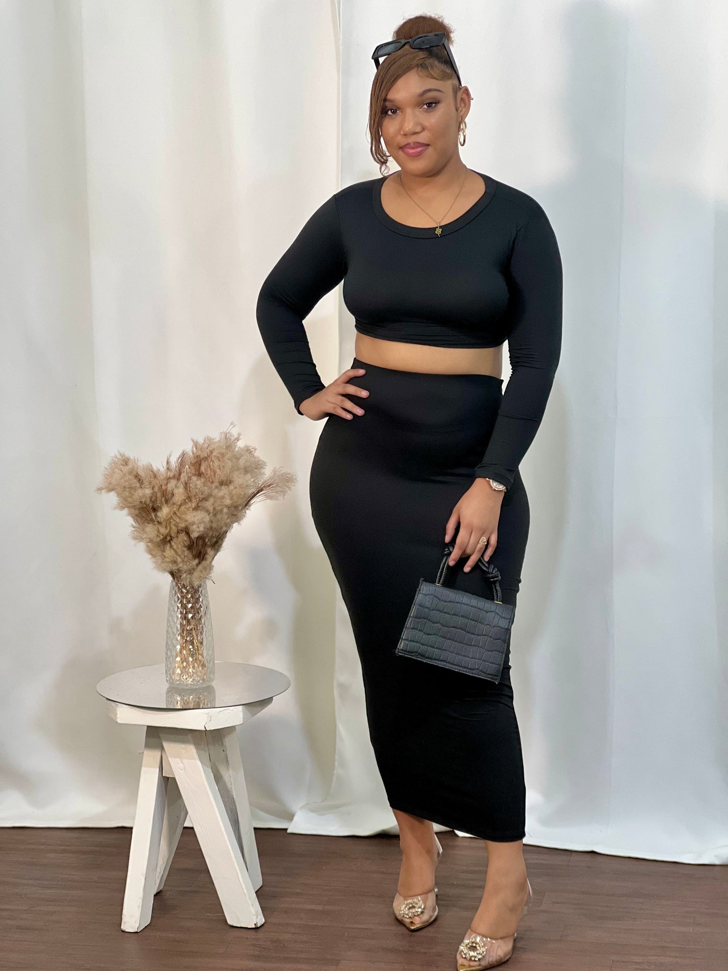 SUBURBAN LONG SLV 2PC SKIRT SET