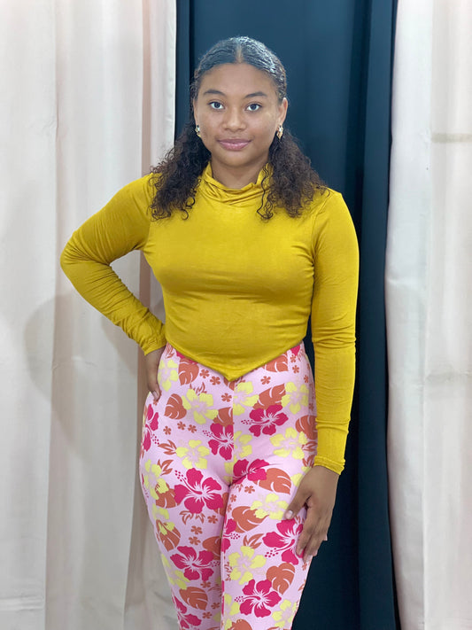 MOCK NECK LONG SLEEVE CROP TOP