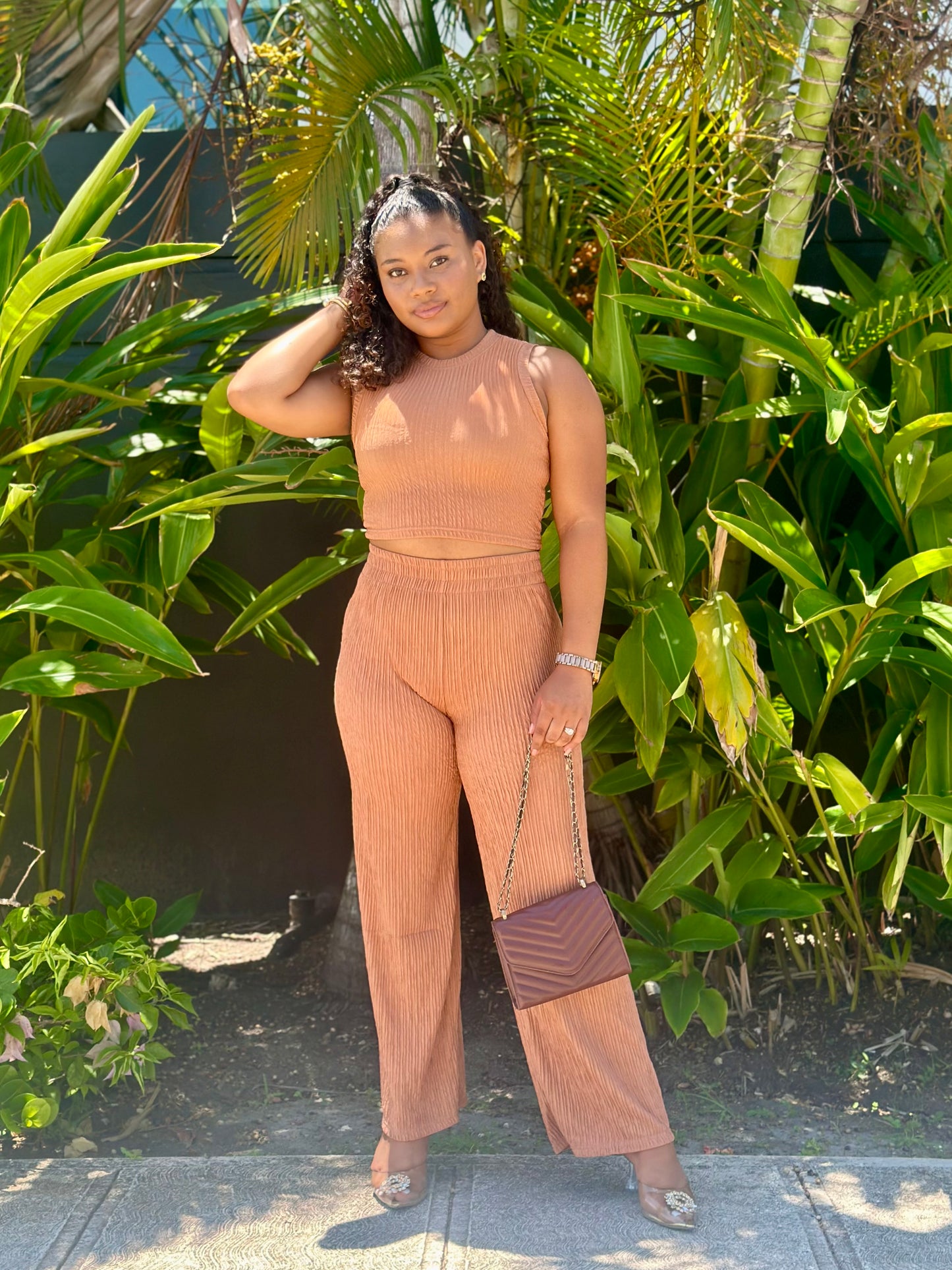 2 PC CRINKLE PANTS SET