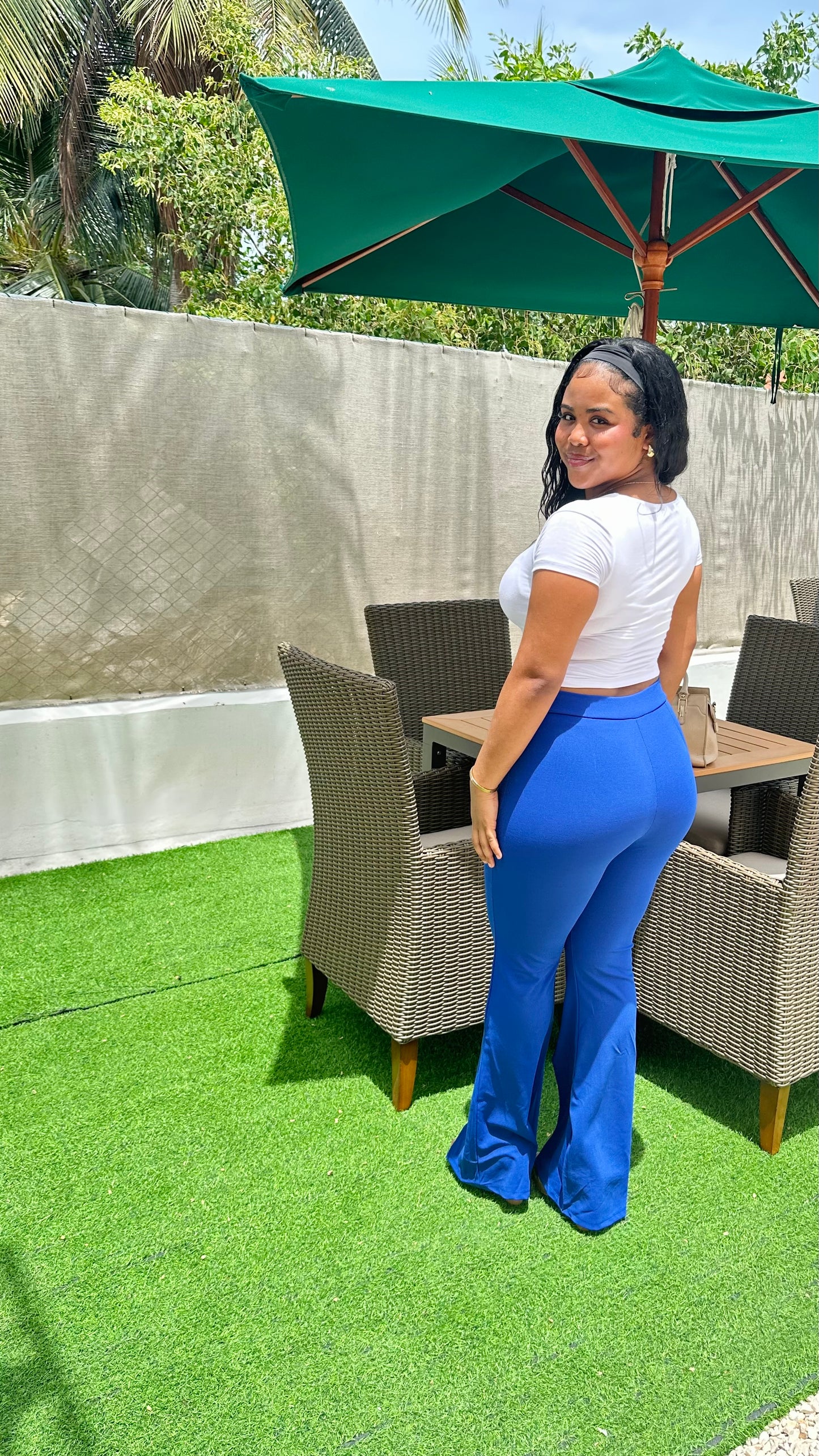 FRONT SLIT FLARE PANTS