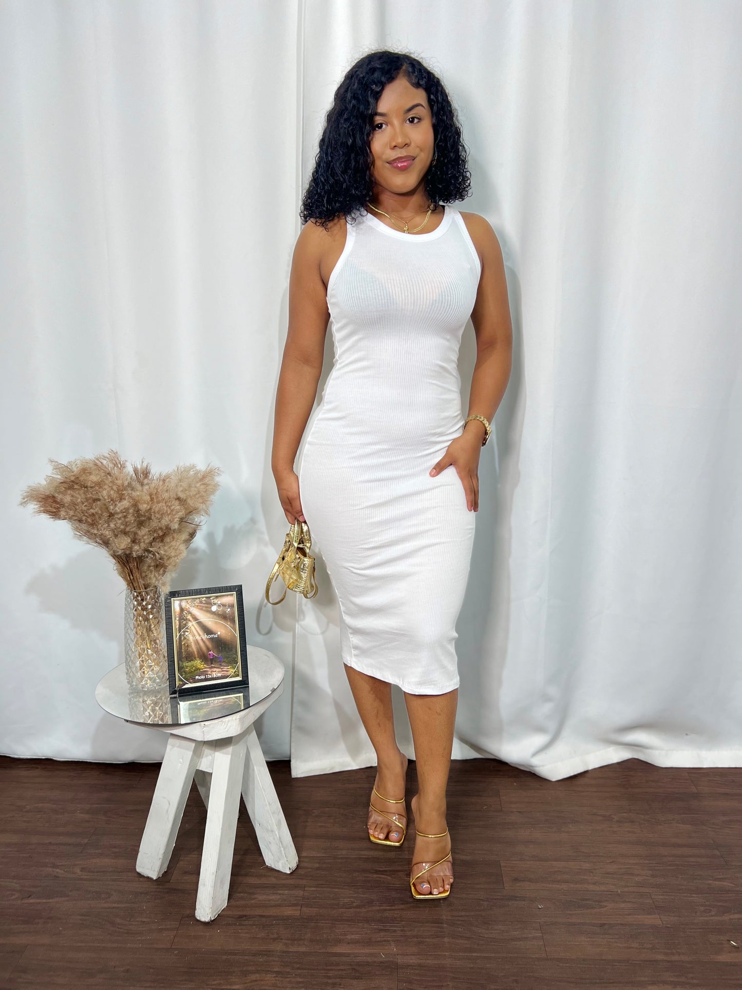 RACERBACK CREW NECK MIDI DRESS