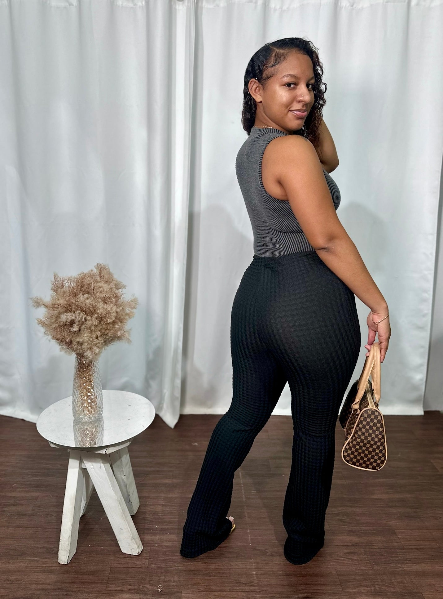 MIDNIGHT PRINCESS RIBBED BODY BLOUSE