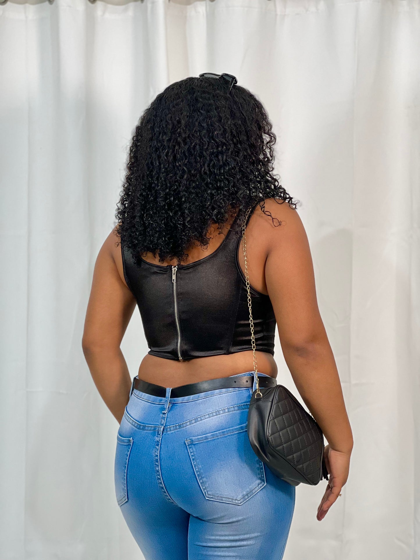 SQUARE NECK CORSET CROP TOP