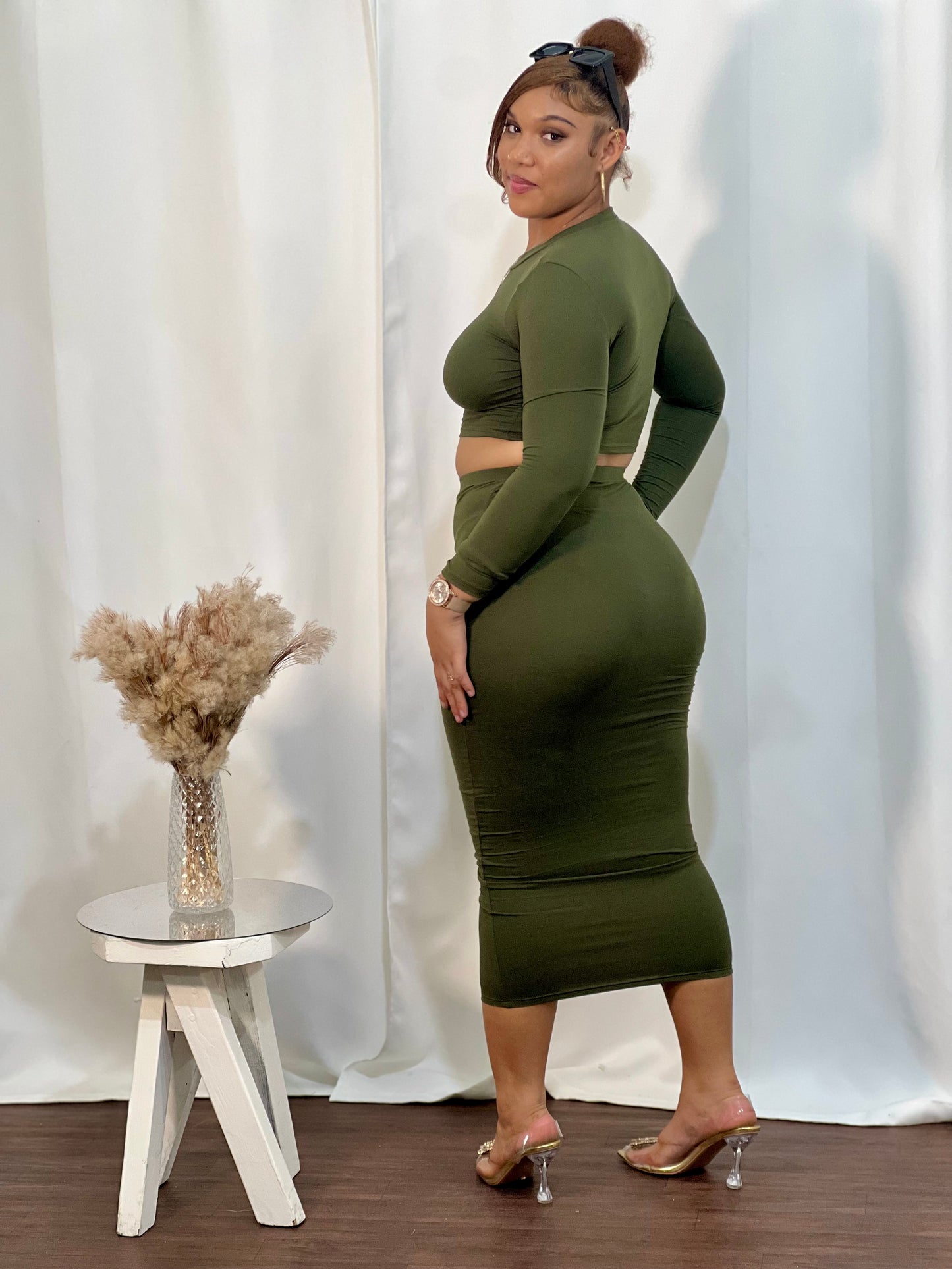 SUBURBAN LONG SLV 2PC SKIRT SET