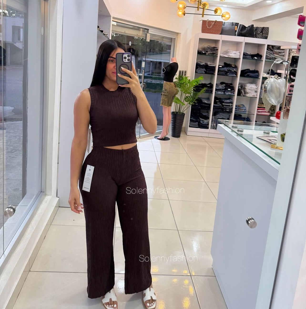 2 PC CRINKLE PANTS SET