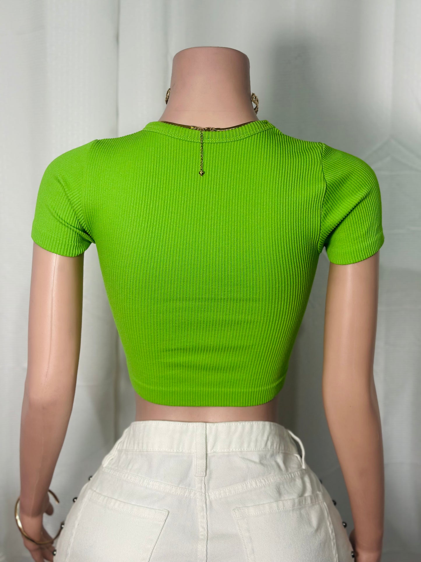 SHORT SLEEVE RIBBED CROP TOP