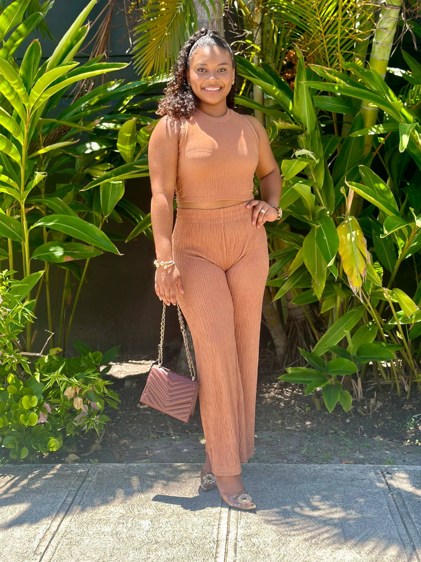 2 PC CRINKLE PANTS SET