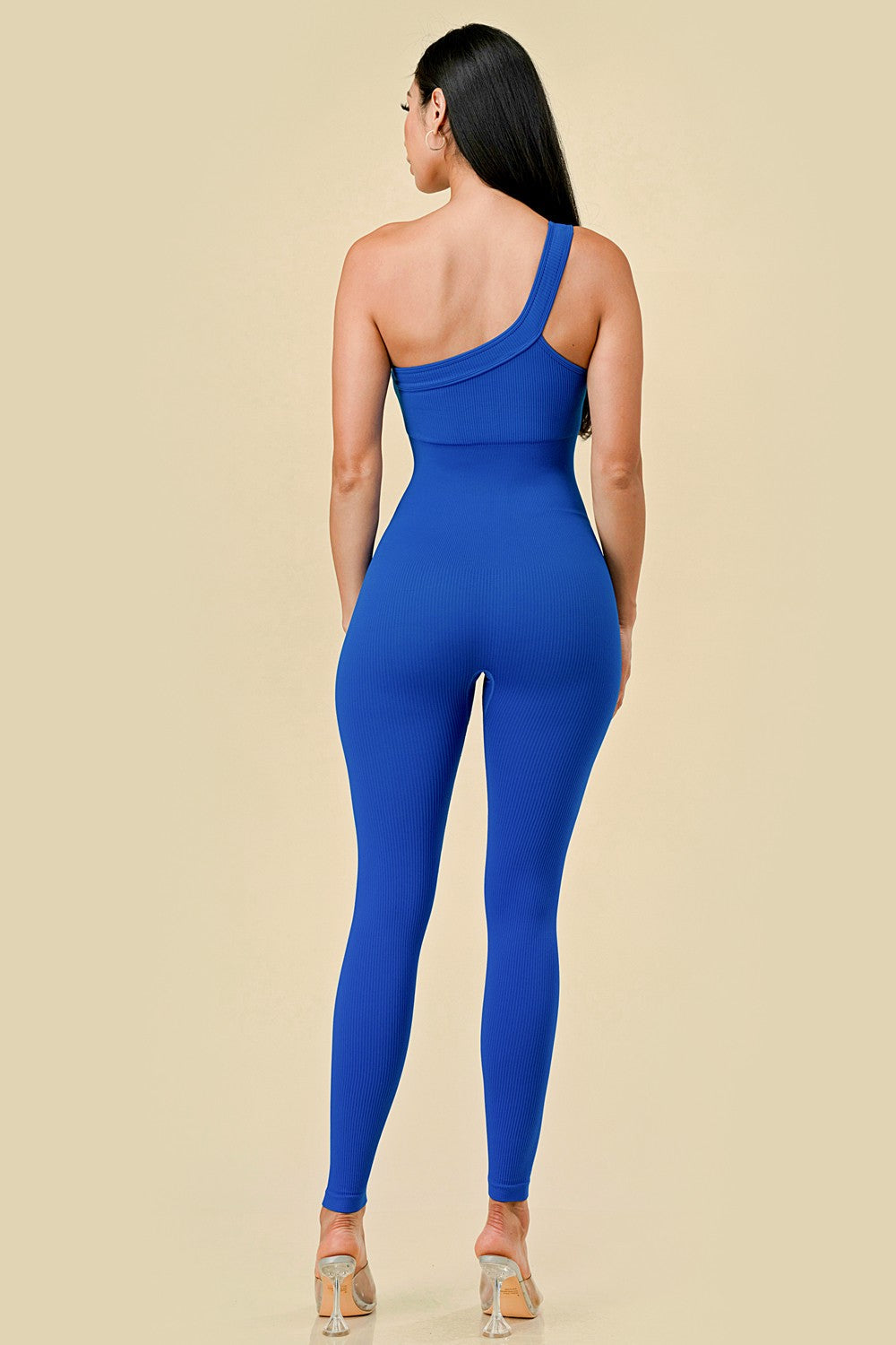 ONE SHOULDER RIBBED JUMPSUIT