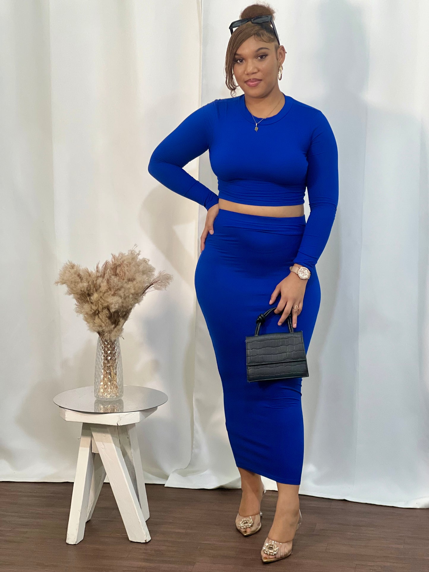 SUBURBAN LONG SLV 2PC SKIRT SET