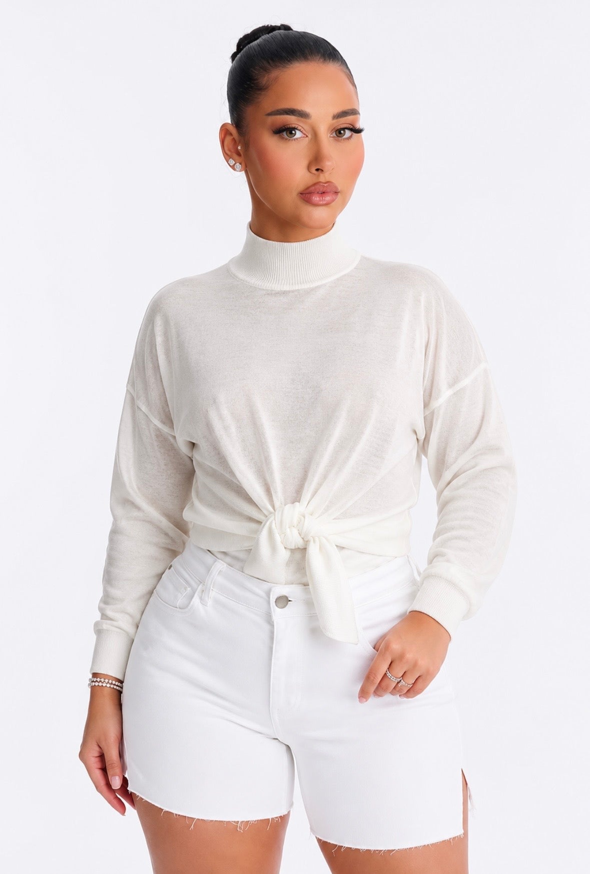 OVERSIZED SWEATER W/ OPEN FRONT HEM