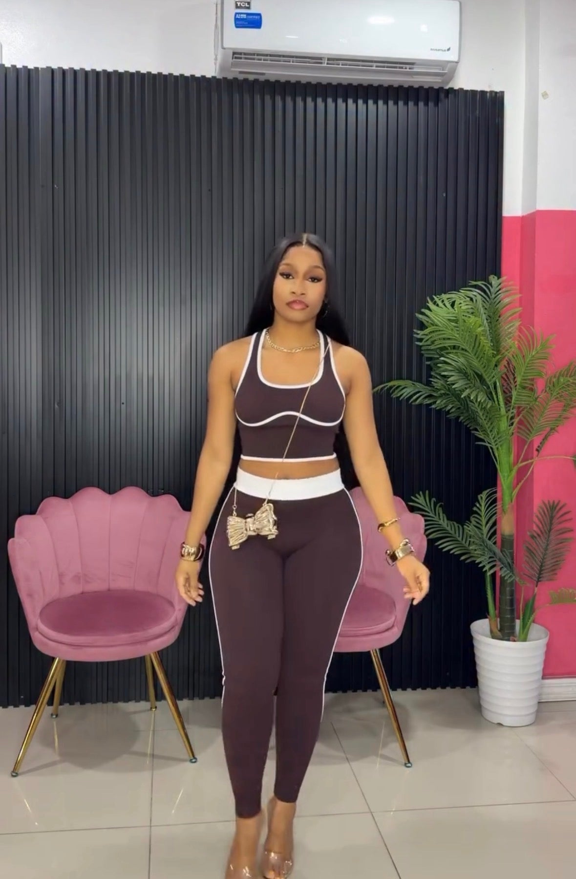 SEAMLESS RIBBED TOP AND LEGGINGS SET
