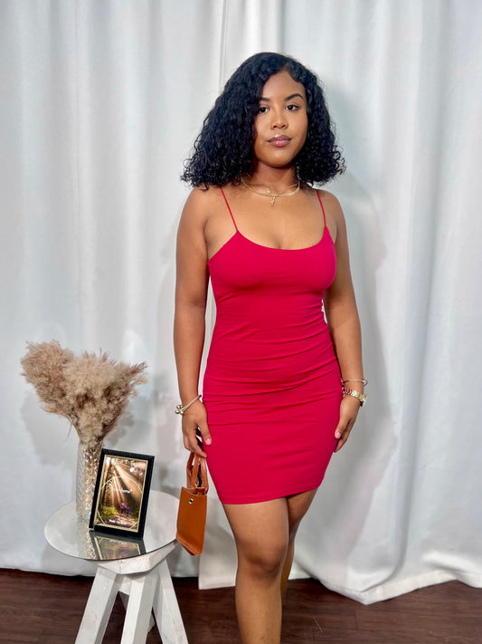 SPAGHETTI STRAP MINI DRESS