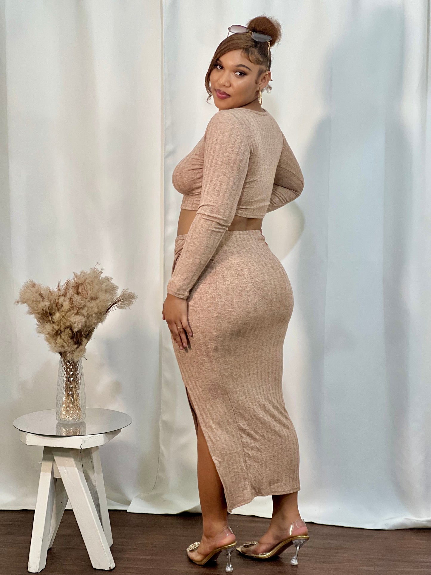 URBAN GODDESS RIBBED SKIRT SET