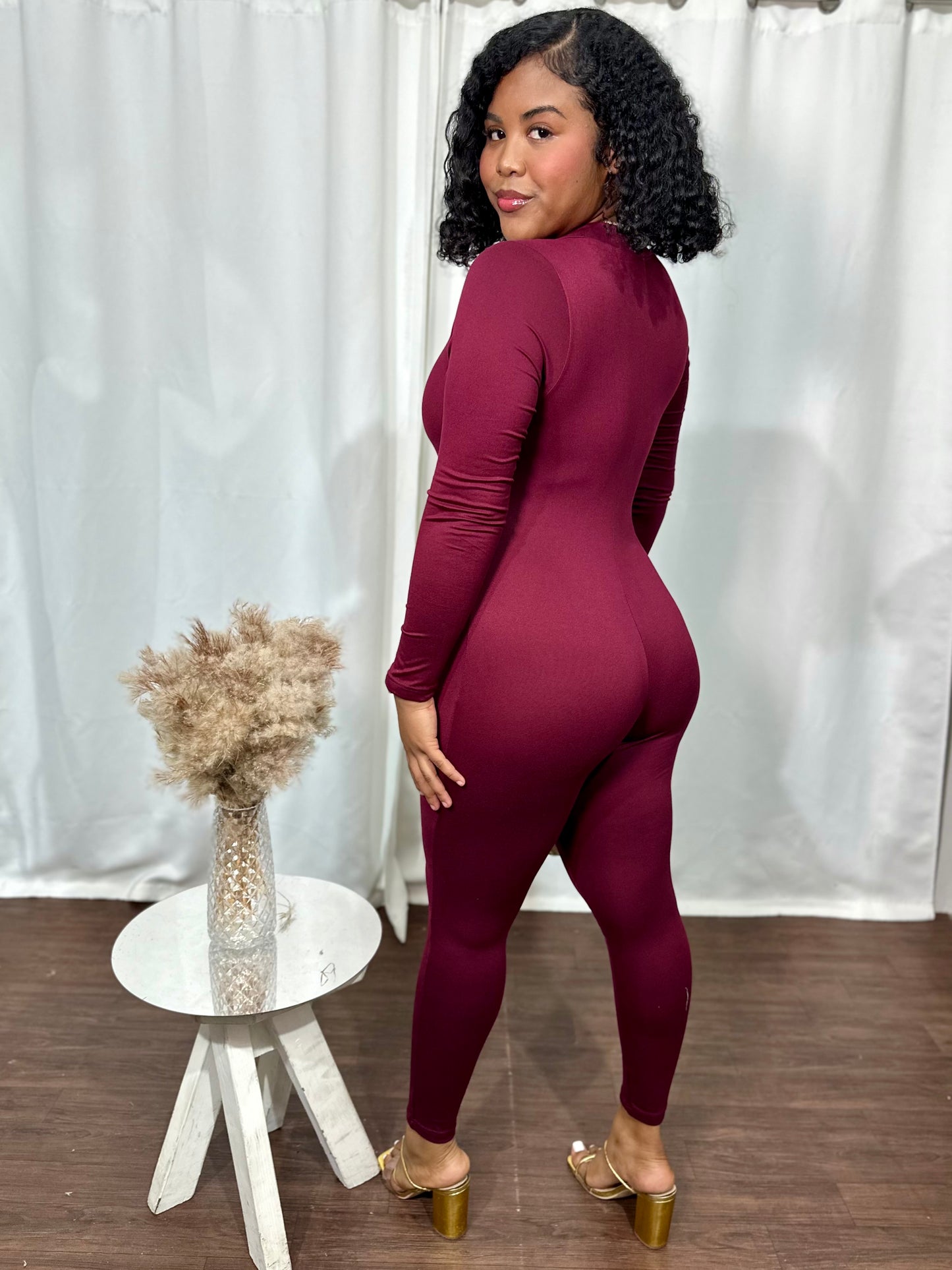 ZIP UP LONG SLEEVE JUMPSUIT