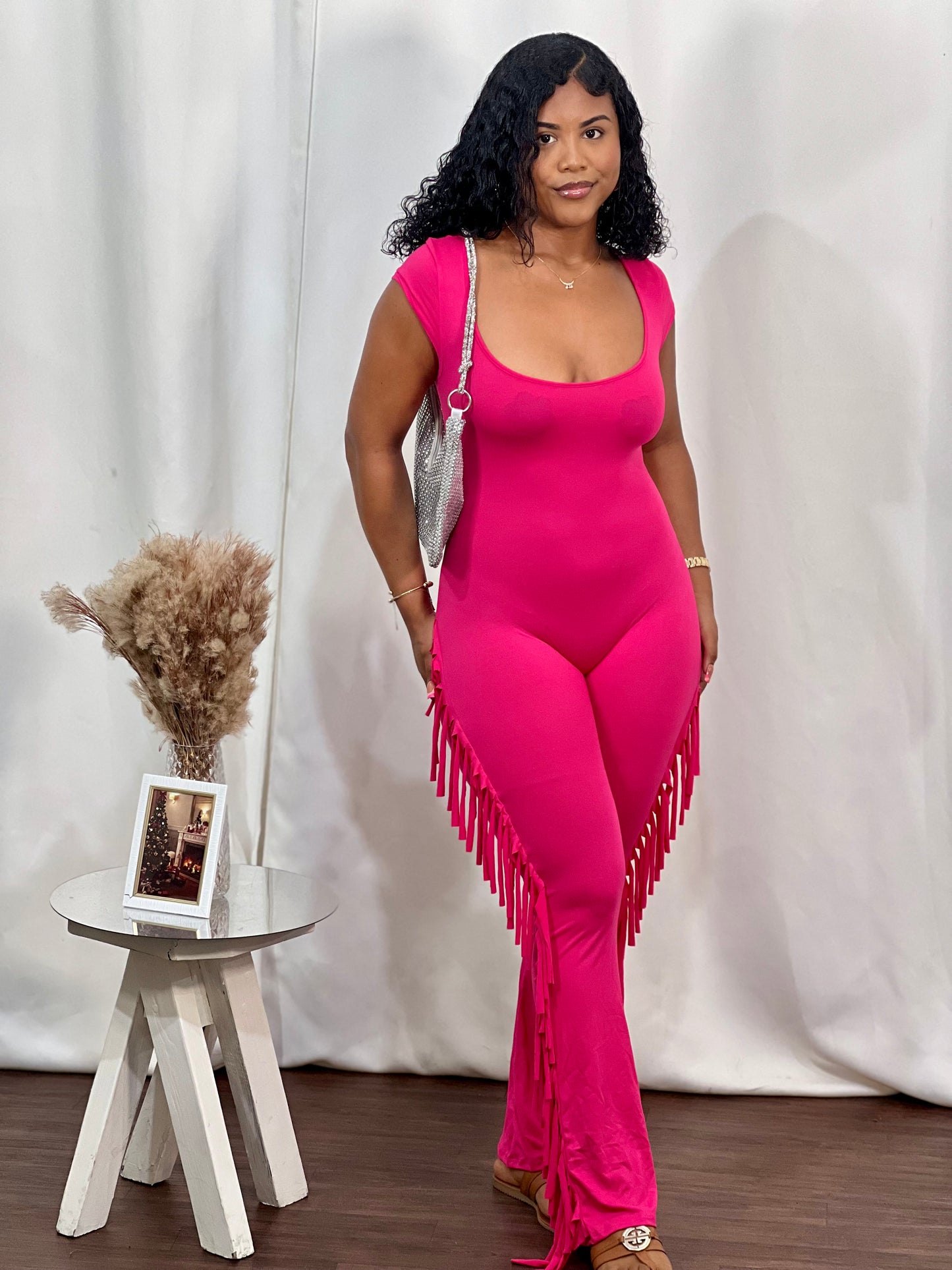 SCOOP NECK JUMPSUIT W FRILLS
