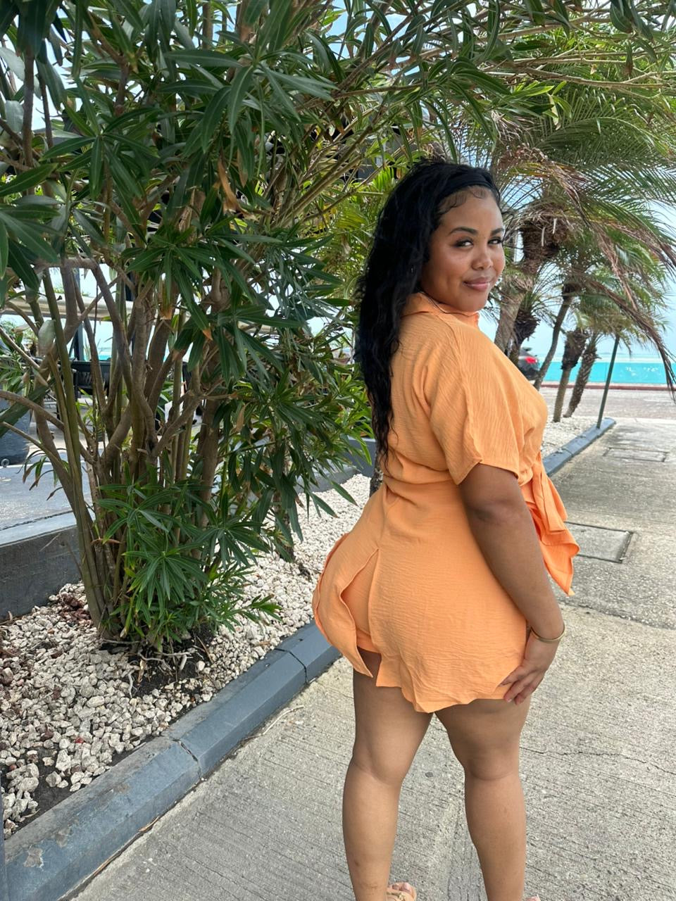 OVERSIZED SHORT SLV SLIT TOP/ SHORTS SET