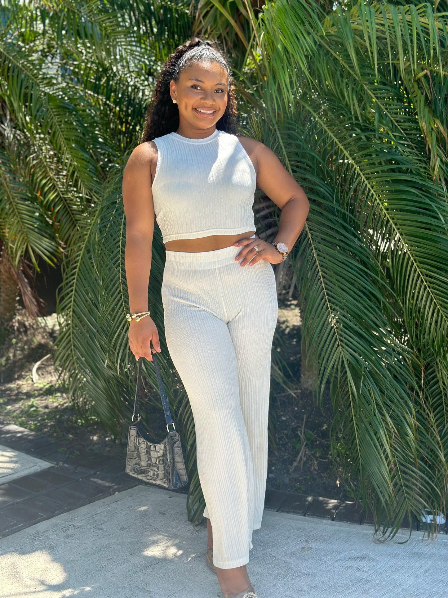 2 PC CRINKLE PANTS SET