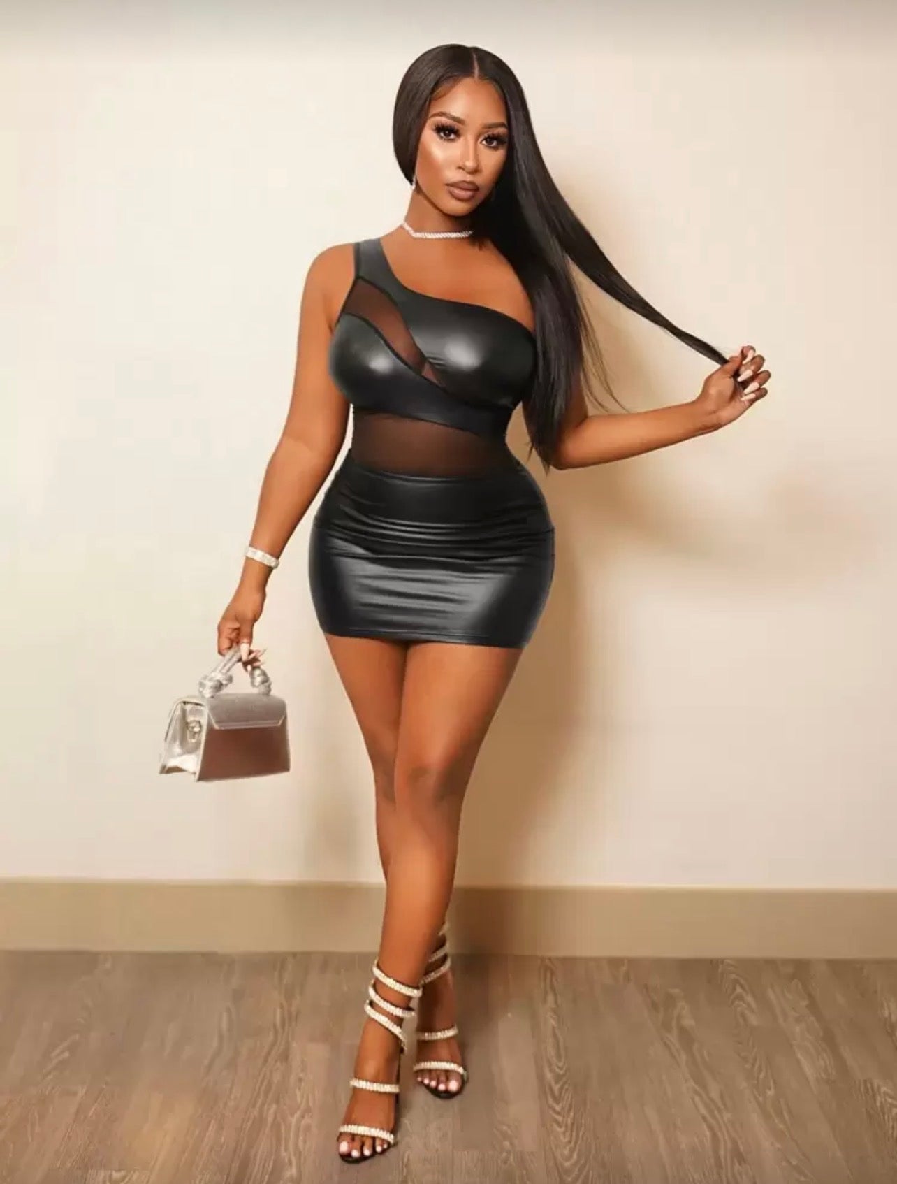 SLEEVELESS SLICE MESH MINI DRESS