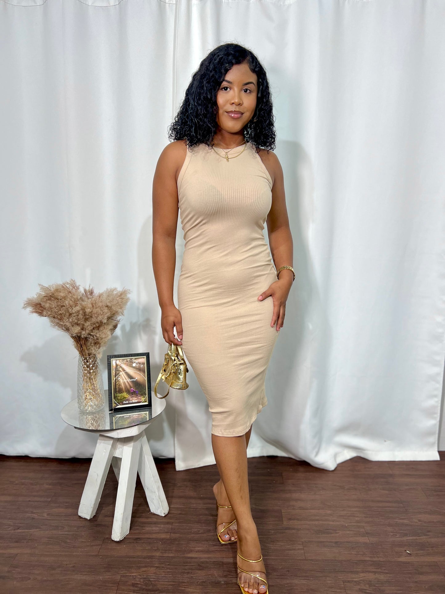 RACERBACK CREW NECK MIDI DRESS