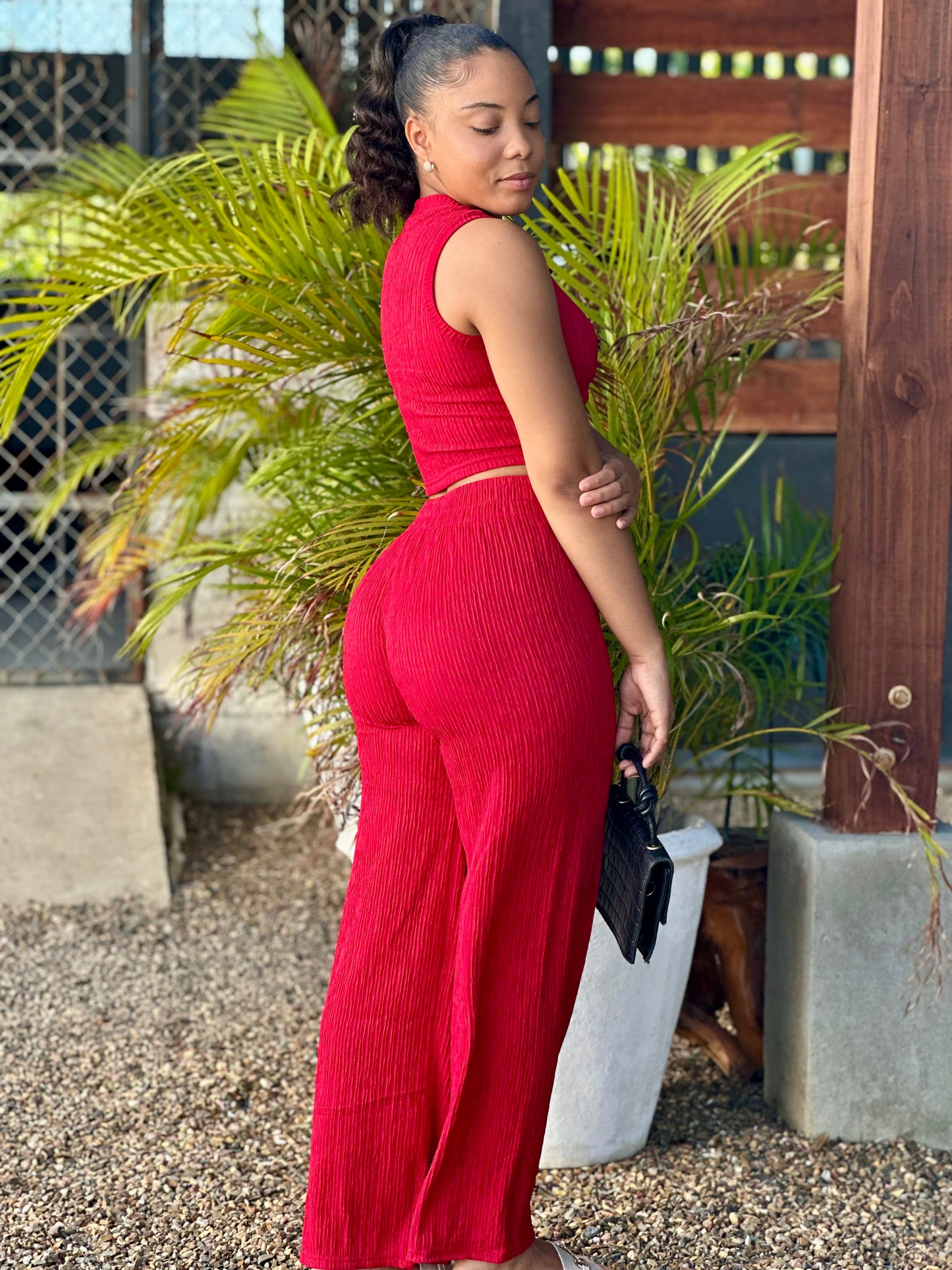 2 PC CRINKLE PANTS SET