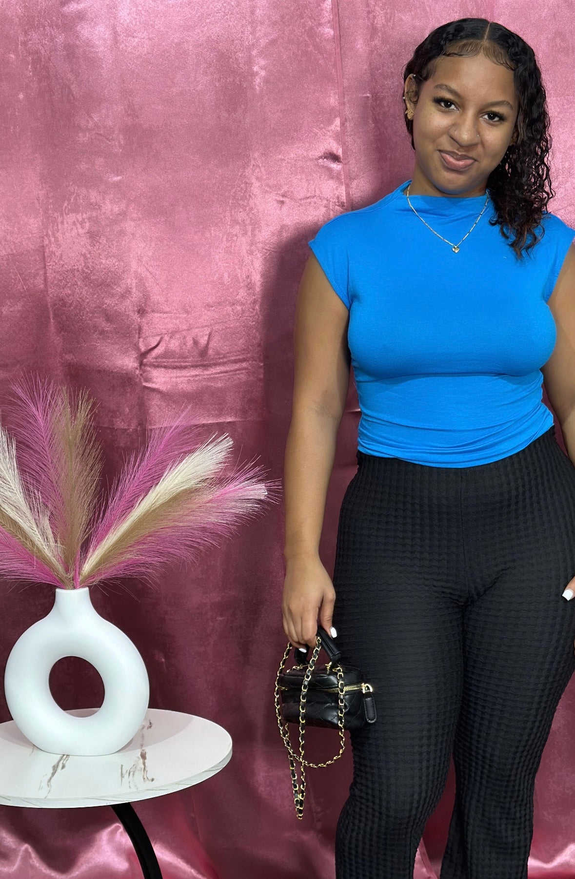 MOCK-NECK SOLID CROP TOP