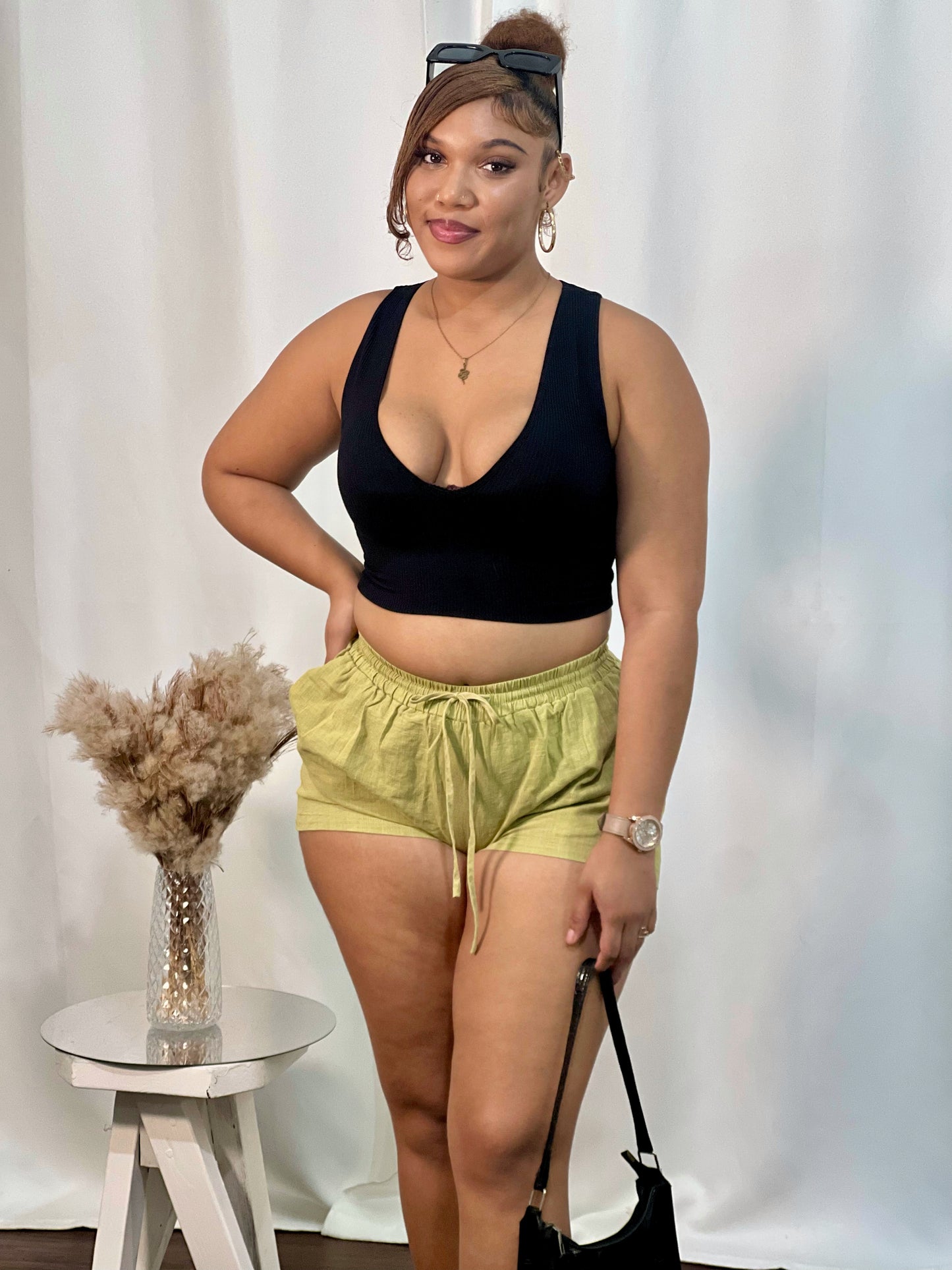 WALK IN THE PARK DRAWSTRING WAIST SHORTS