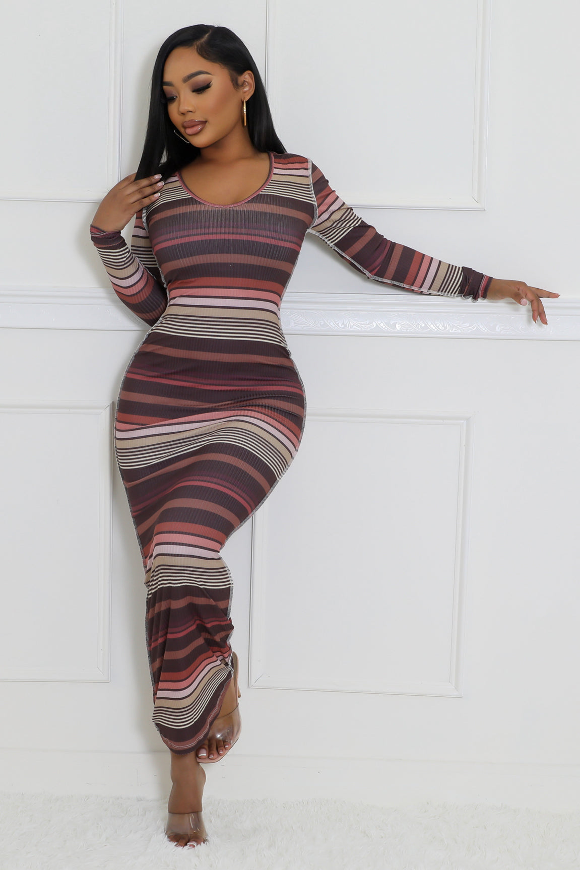MULTI STRIPE MAXI DRESS