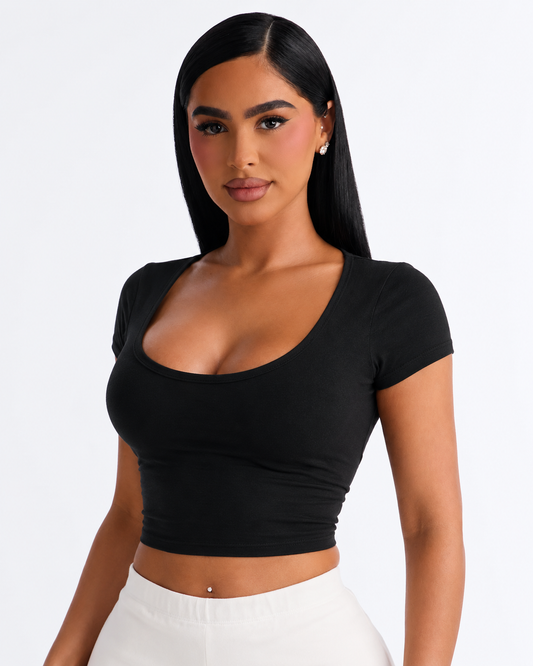 SCOOP NECK DOUBLE-LAYER TOP