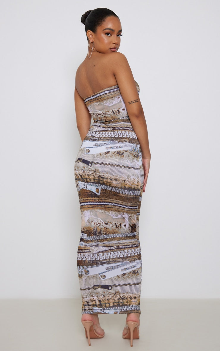 ABSTRACT PRINTED TUBE MAXI DRESS