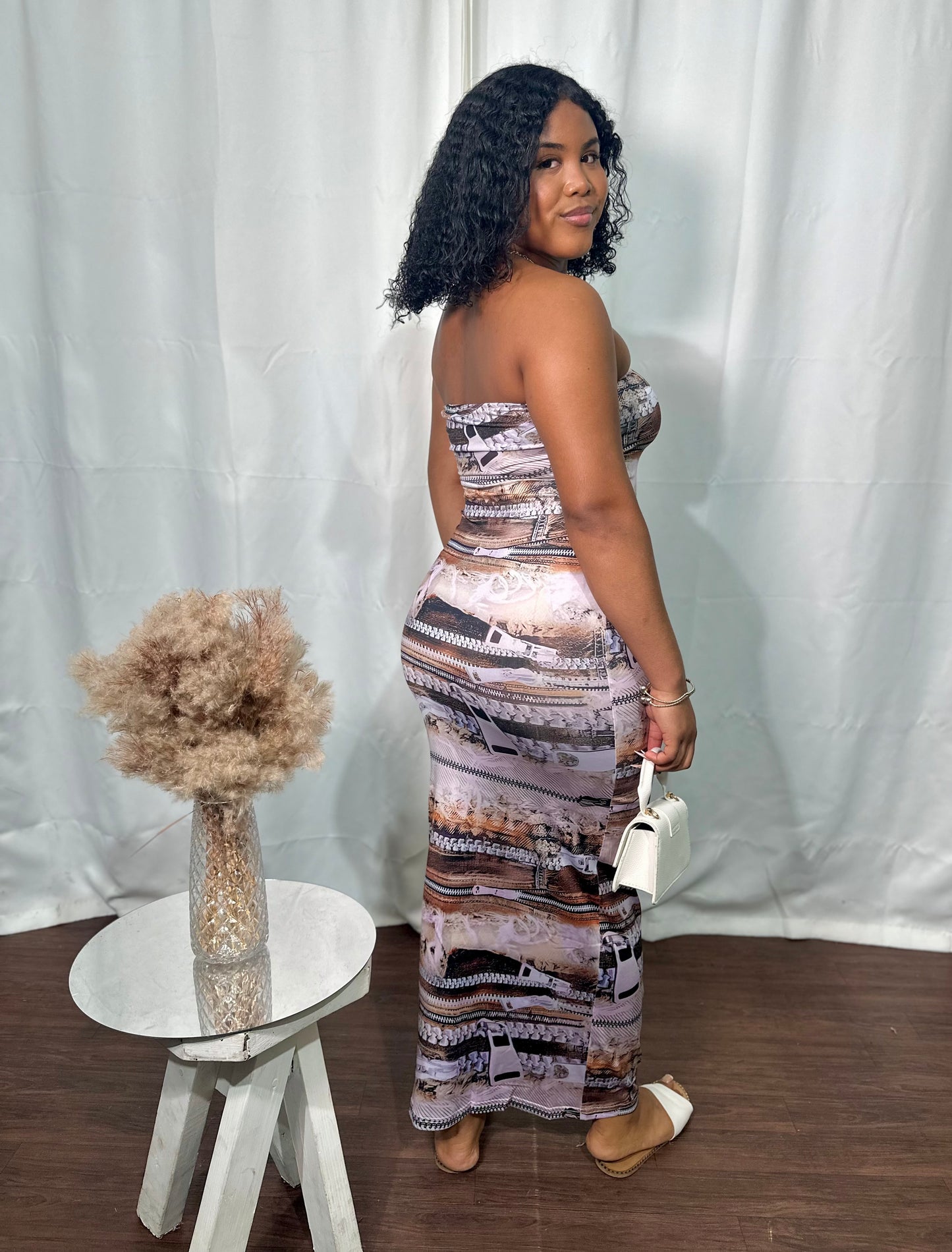 ABSTRACT PRINTED TUBE MAXI DRESS