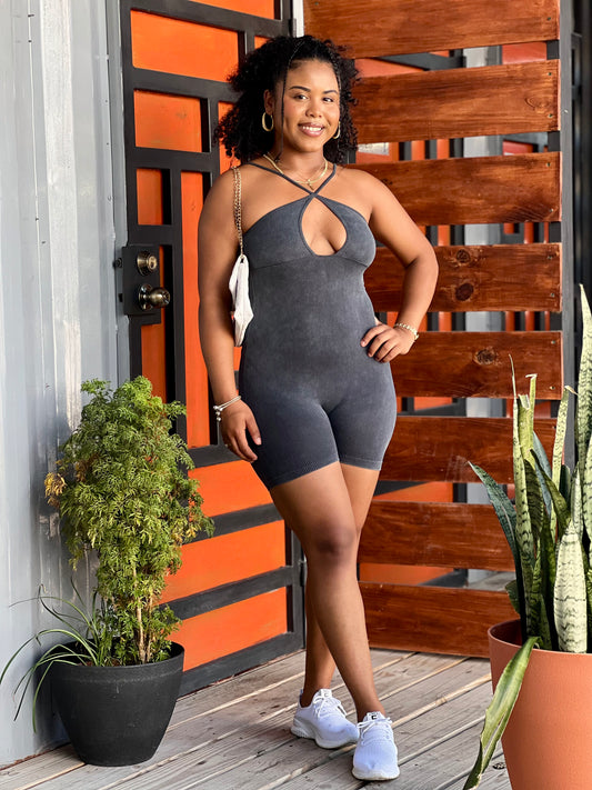 SEXY RIBBED SNATCHED MINI ROMPER