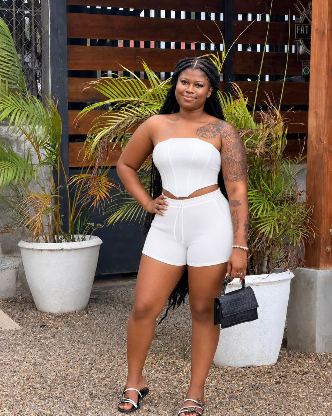 BONED CORSET-STYLE TUBE TOP / SHORTS SET