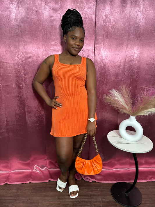SATURN RIBBED MINI DRESS