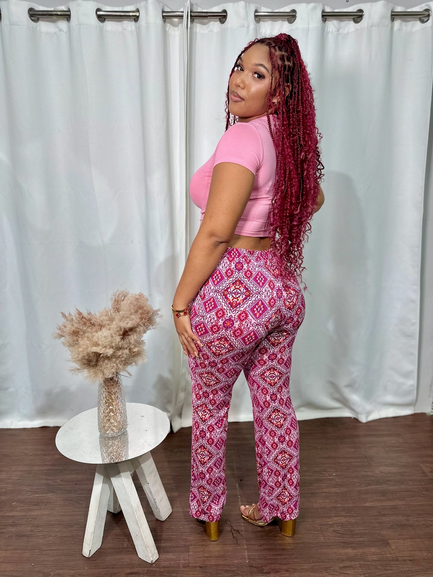 BLUSH FLARE DRAWSTRINGPANTS