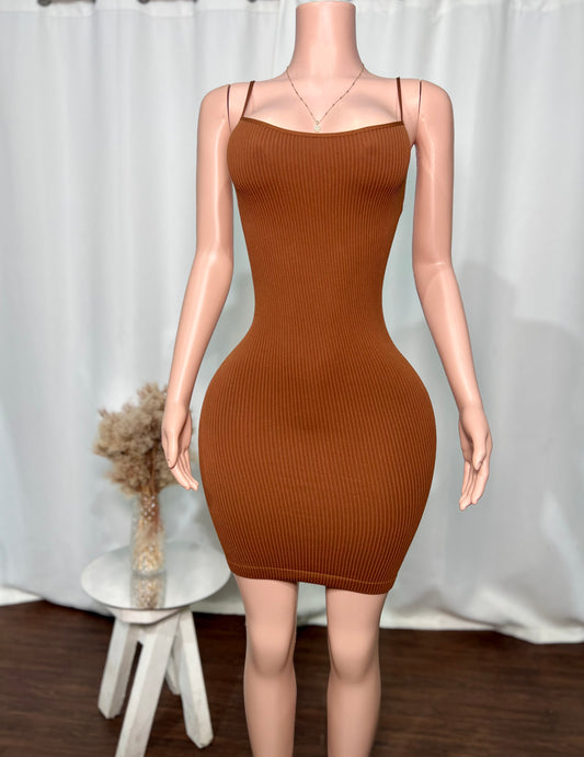 HEAVY RIBBED CAMI MINI DRESS
