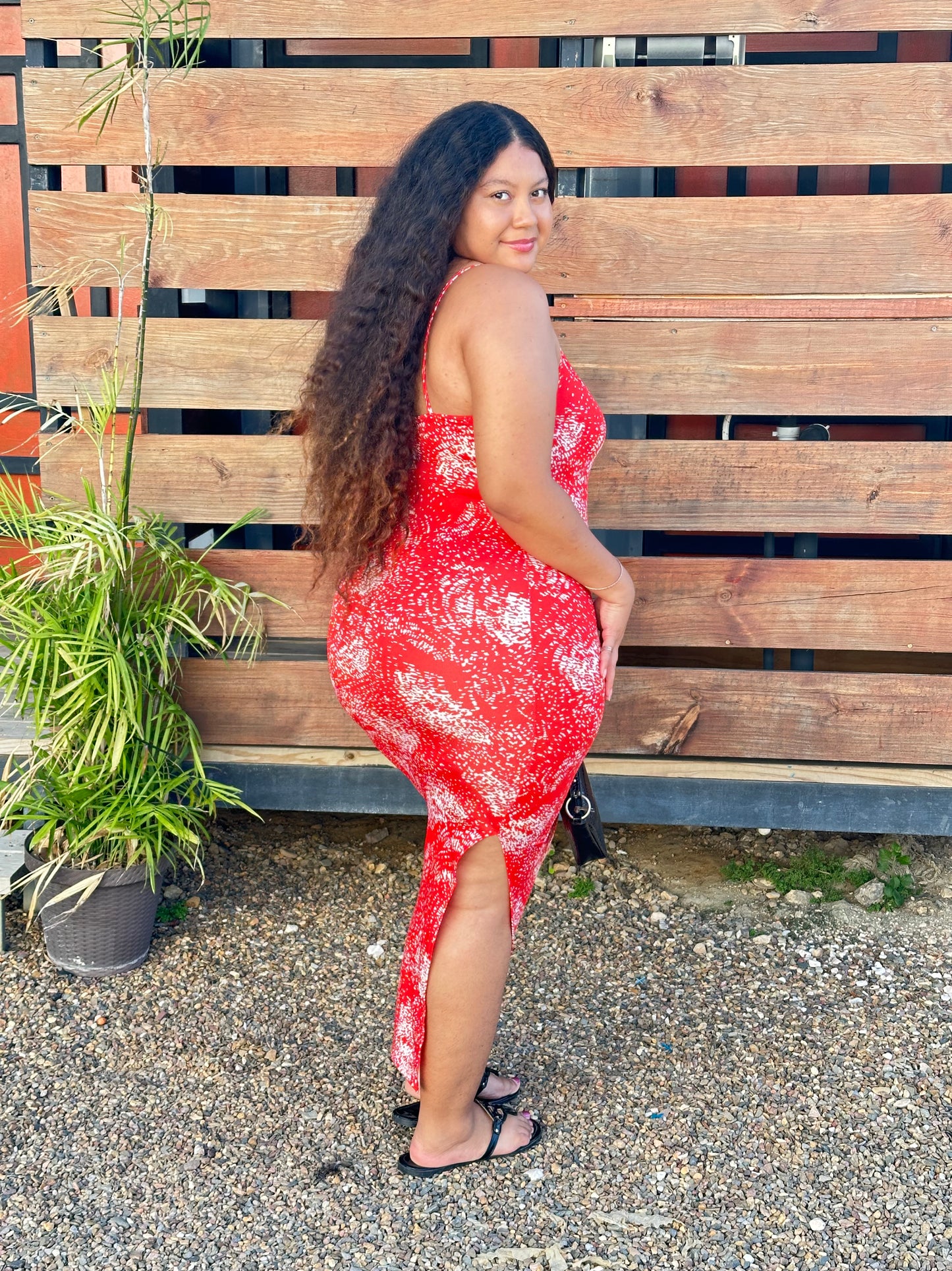 SPLASH MAXI DRESS W SLIT