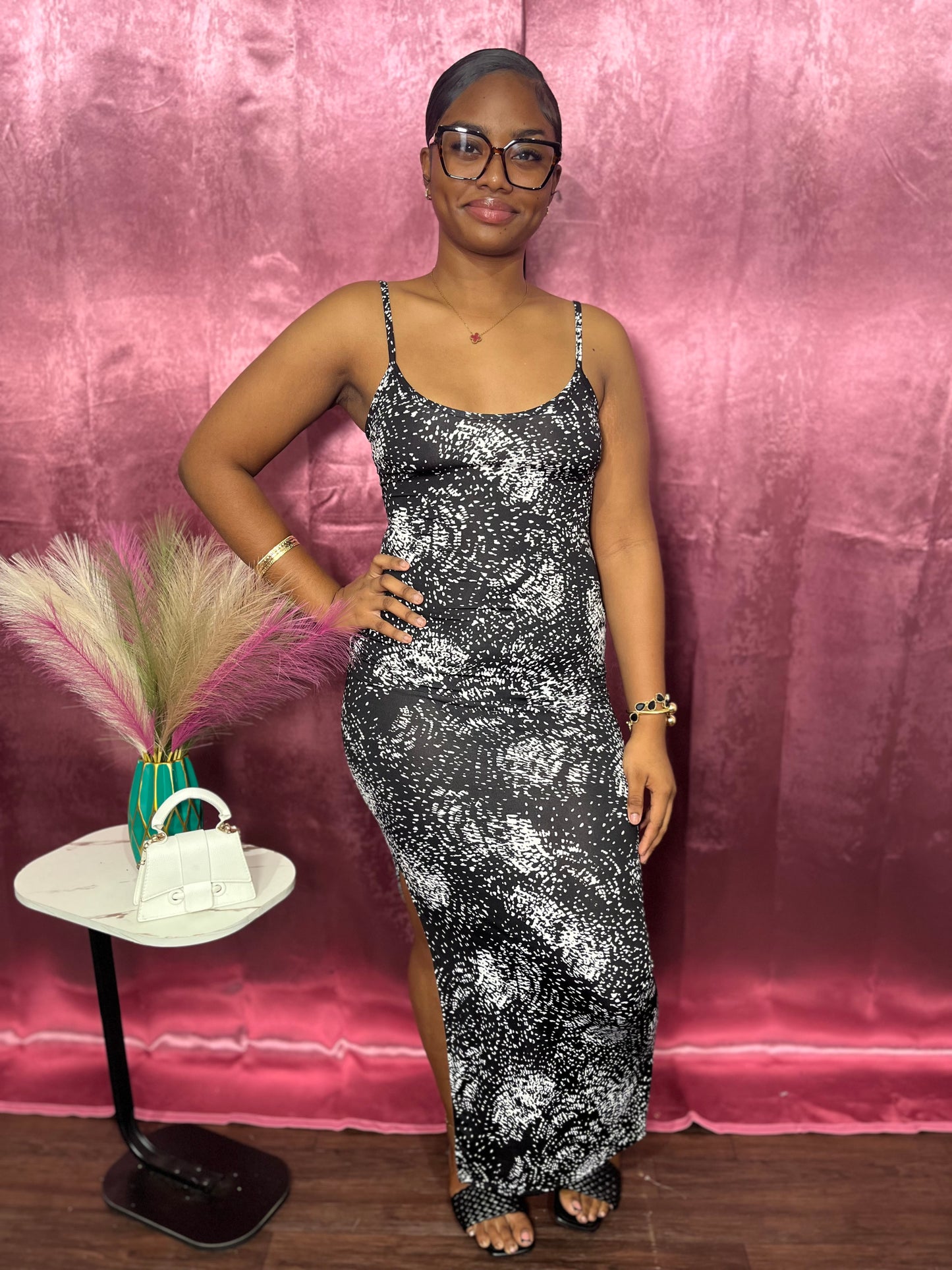 SPLASH MAXI DRESS W SLIT