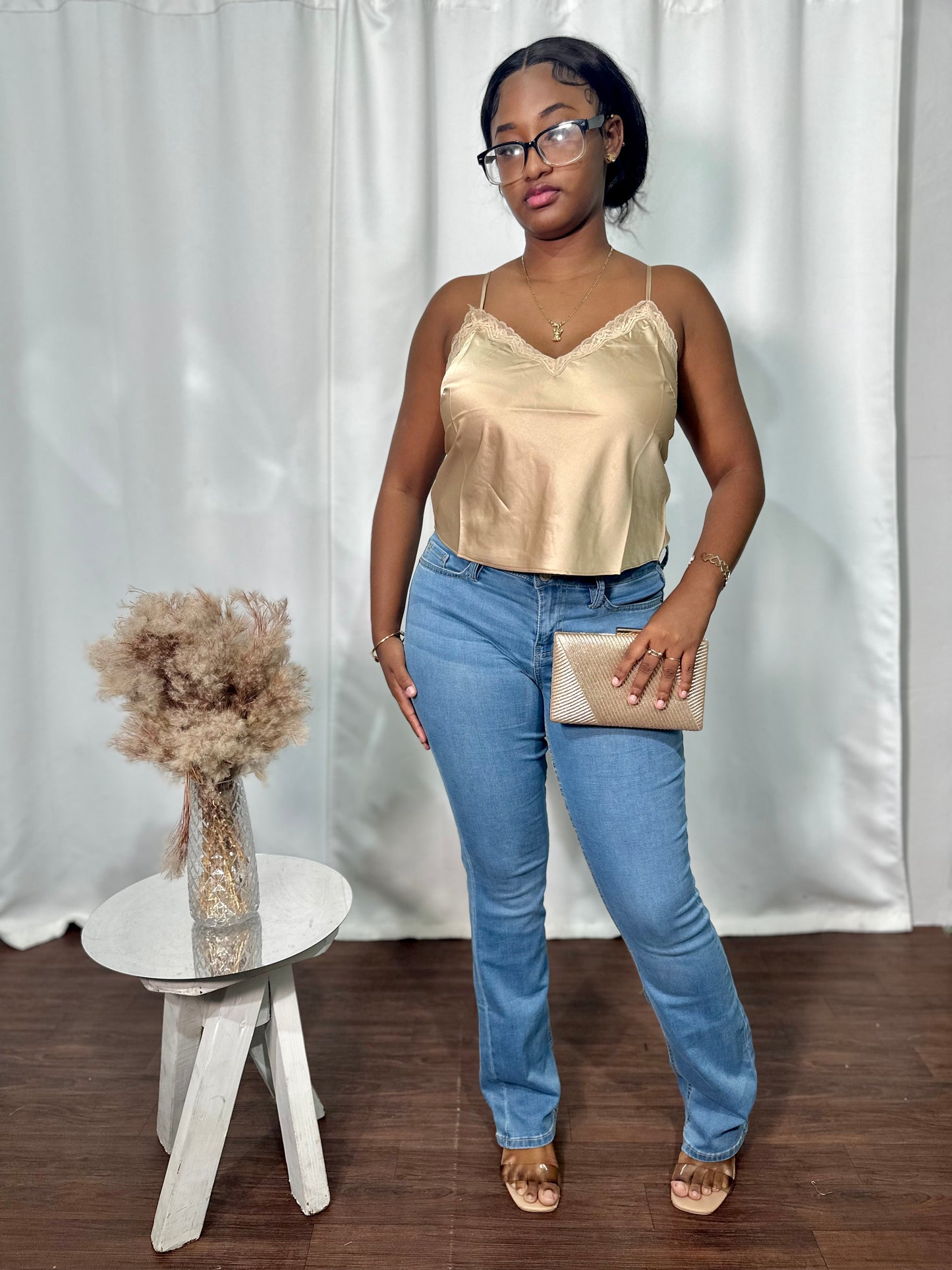 SATIN LACE CROPTOP