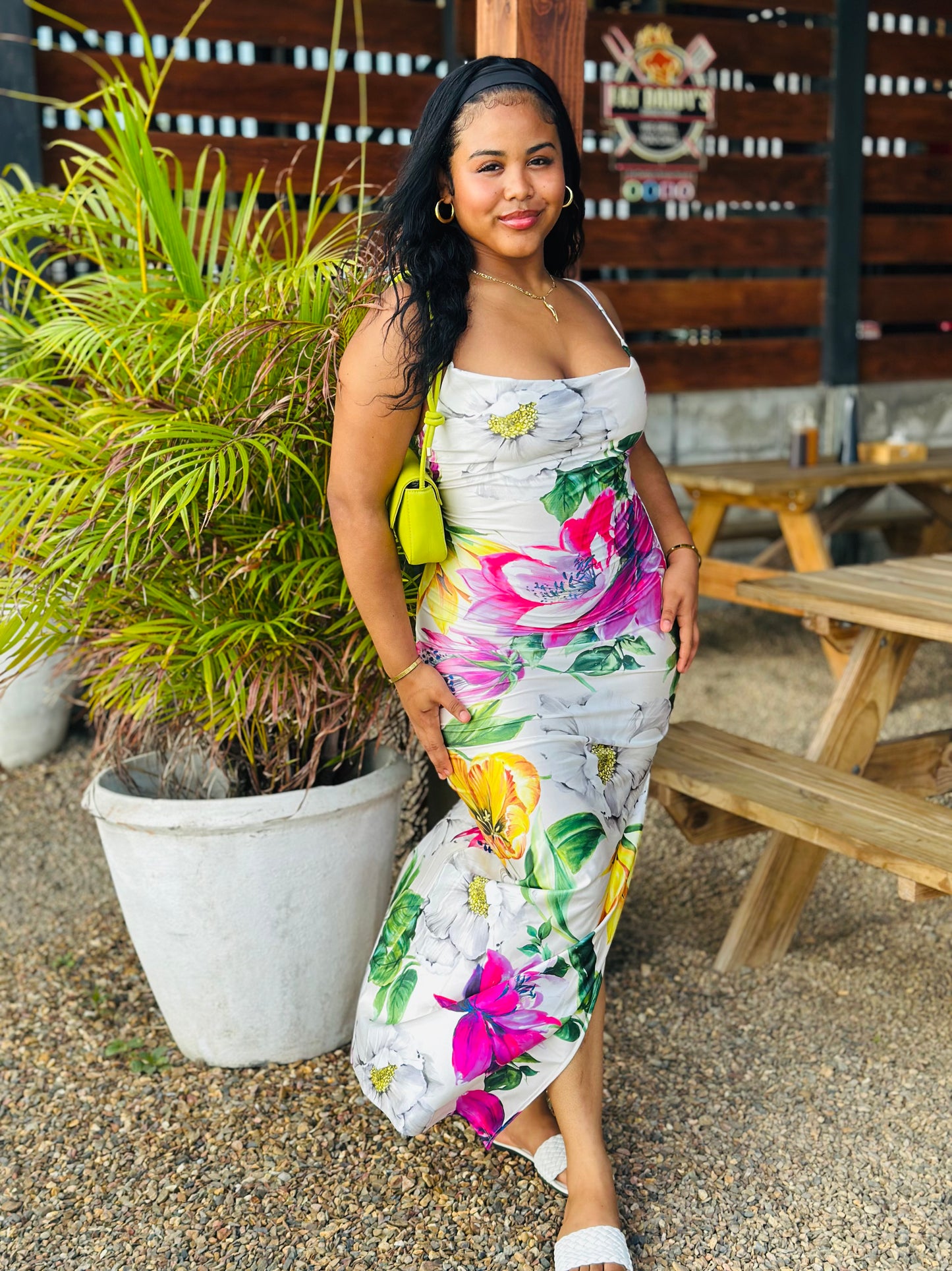 COWL NECK SLIT CAMI MAXI DRESS
